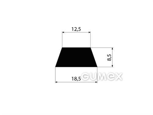 "Trapezförmiges" Gummiprofil, 8,5x18,5/12,5mm, 70°ShA, EPDM, -40°C/+100°C, schwarz, 